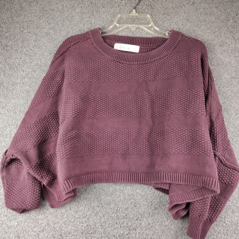 Free People Beach Crop Sweater Burgundy Red Size XS Oversized Boho Festival